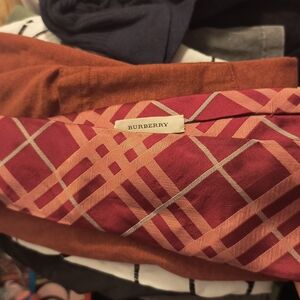Burberry Burgundy and Pink Checkered Scarf